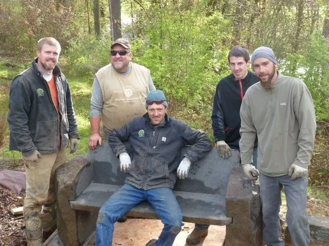HamHopson crew relaxing on the bench they just set