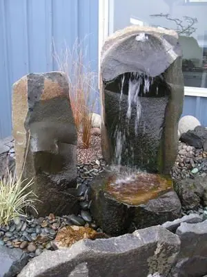 Bronze column in POND-less water feature