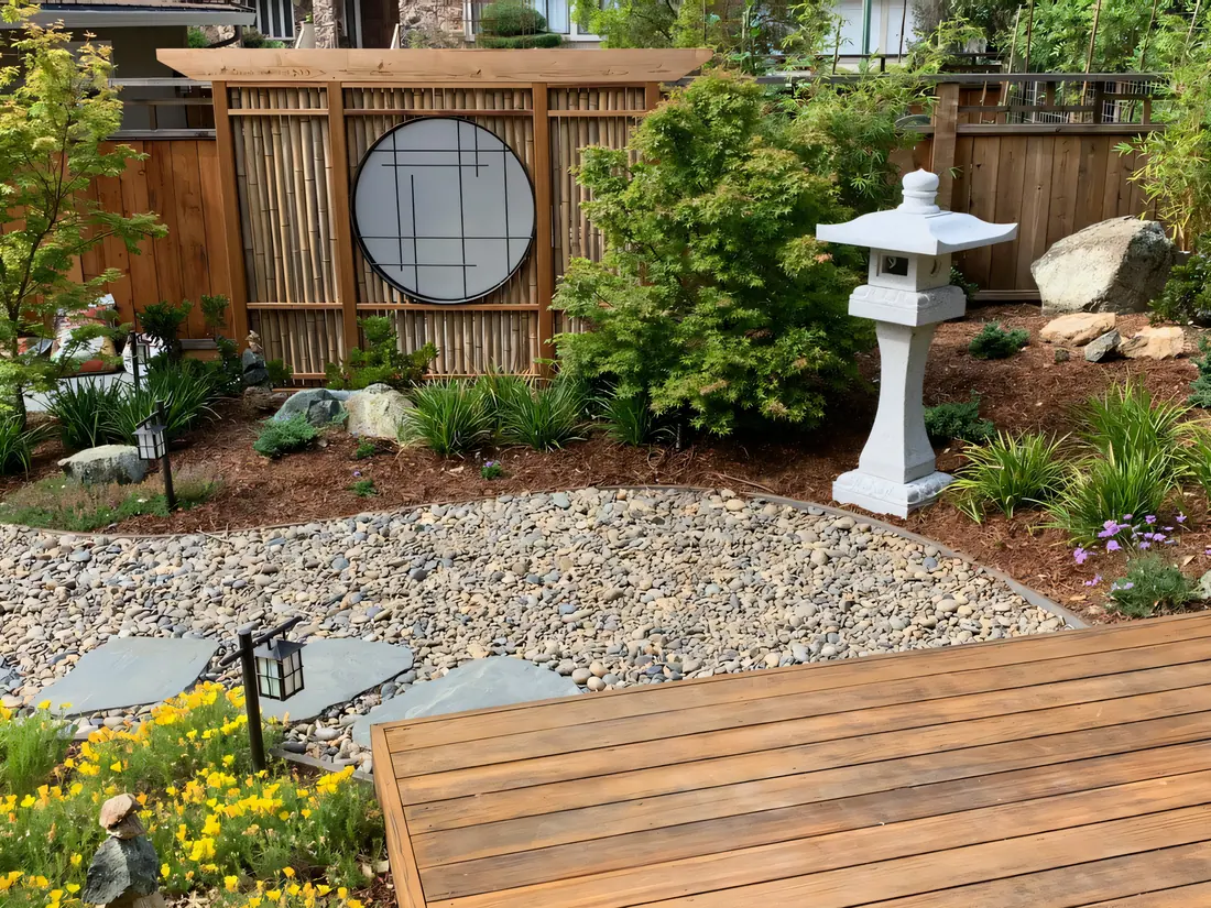 Hokkeji granite lantern in a customer's garden