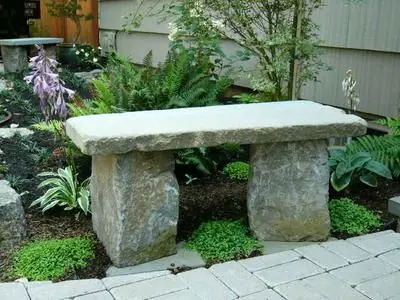 Huckleberry Peds w/bluestone seat - A Koch garden