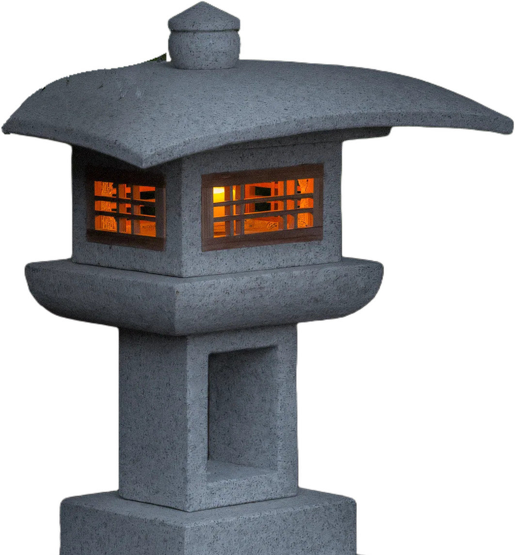 Kanjuji granite lantern, lit at dusk