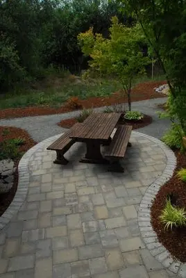 Tumbled Bluestone Paver patio by Gaia Landscape