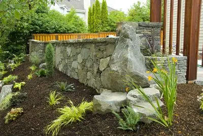 A very artistic wall by Gaia Landscape, Corvallis